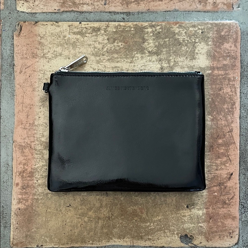 NEW Aimee Kestenberg Black Patent Leather Zip Pouch New Without Tags NWOT
